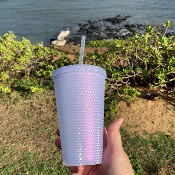 NWT Starbucks 2021 Winter Holiday Icy White Lilac Studded Grande Tumbler - Picture 2 of 4